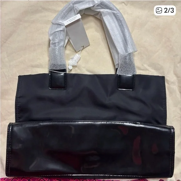 Tory Burch Small Elle Black and Beige Interior Handbag - Picture 2 of 3